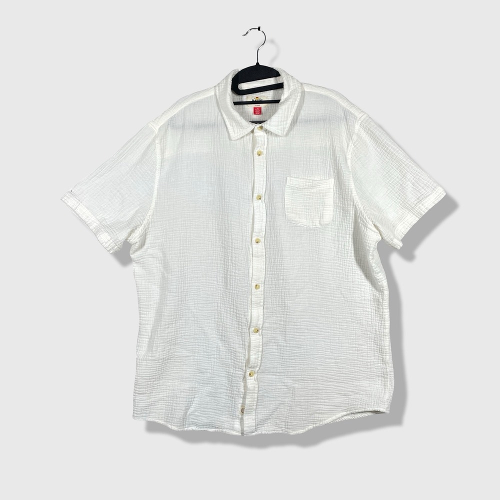Marine Layer Button Up Shirt Mens XL Cream Double Gauze Cotton Coastal Beach